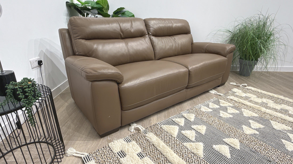 DFS Tristan 3 Seater Leather Sofa in Pecan
