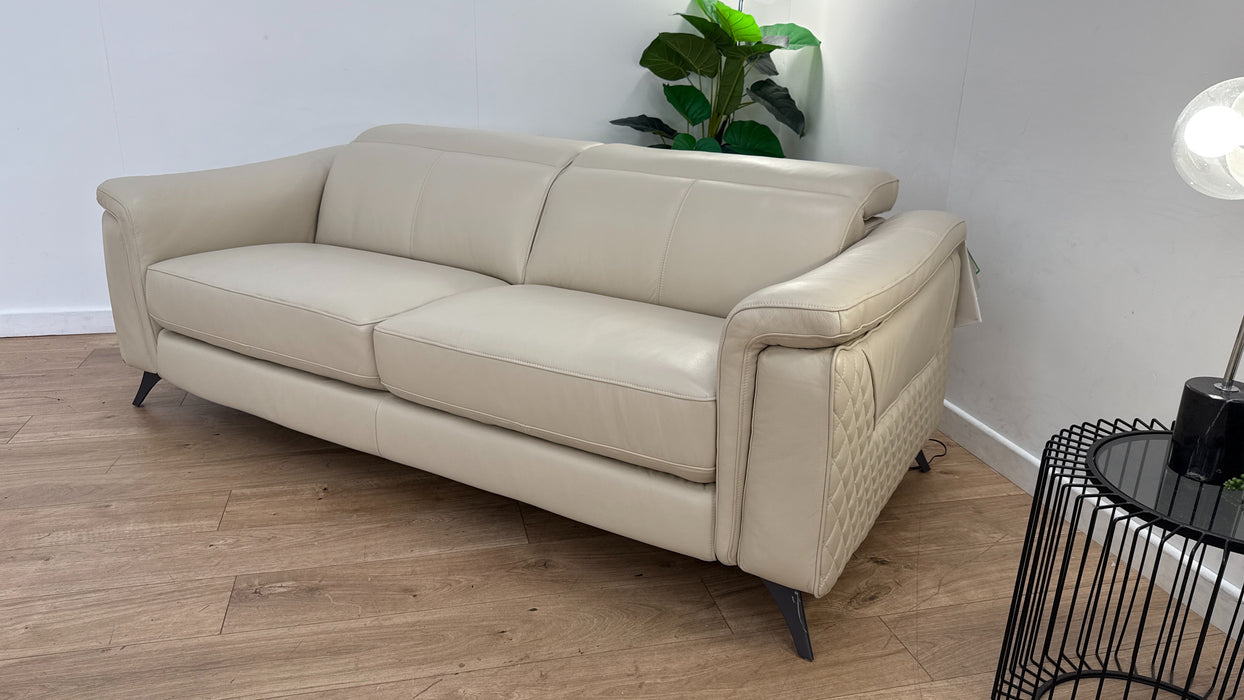 Sofology Ezra Leather 3 Seater in Trusty Sheen Bone China
