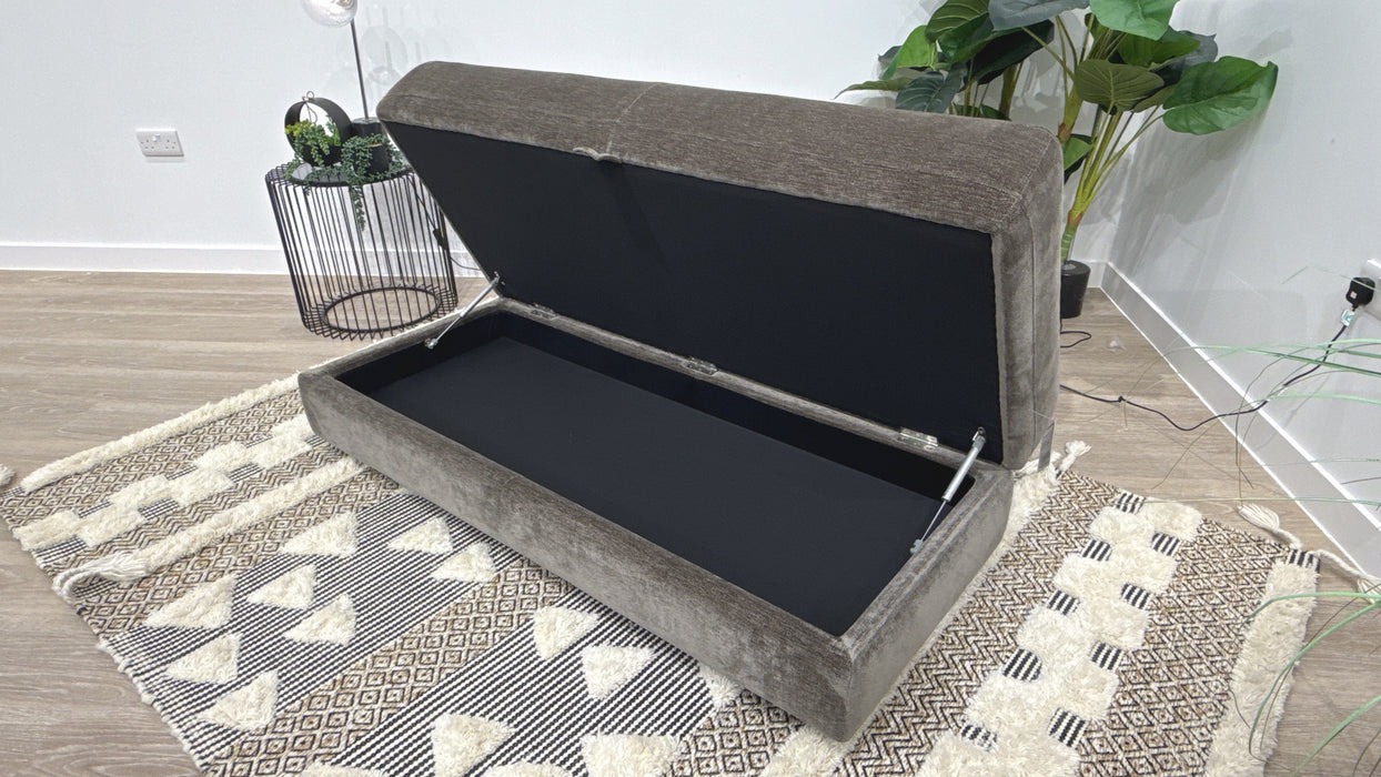 Sofology Harrington Fabric Designer Storage Footstool in Luxury Deep-Pile Chenille Mole Montreal Mole
