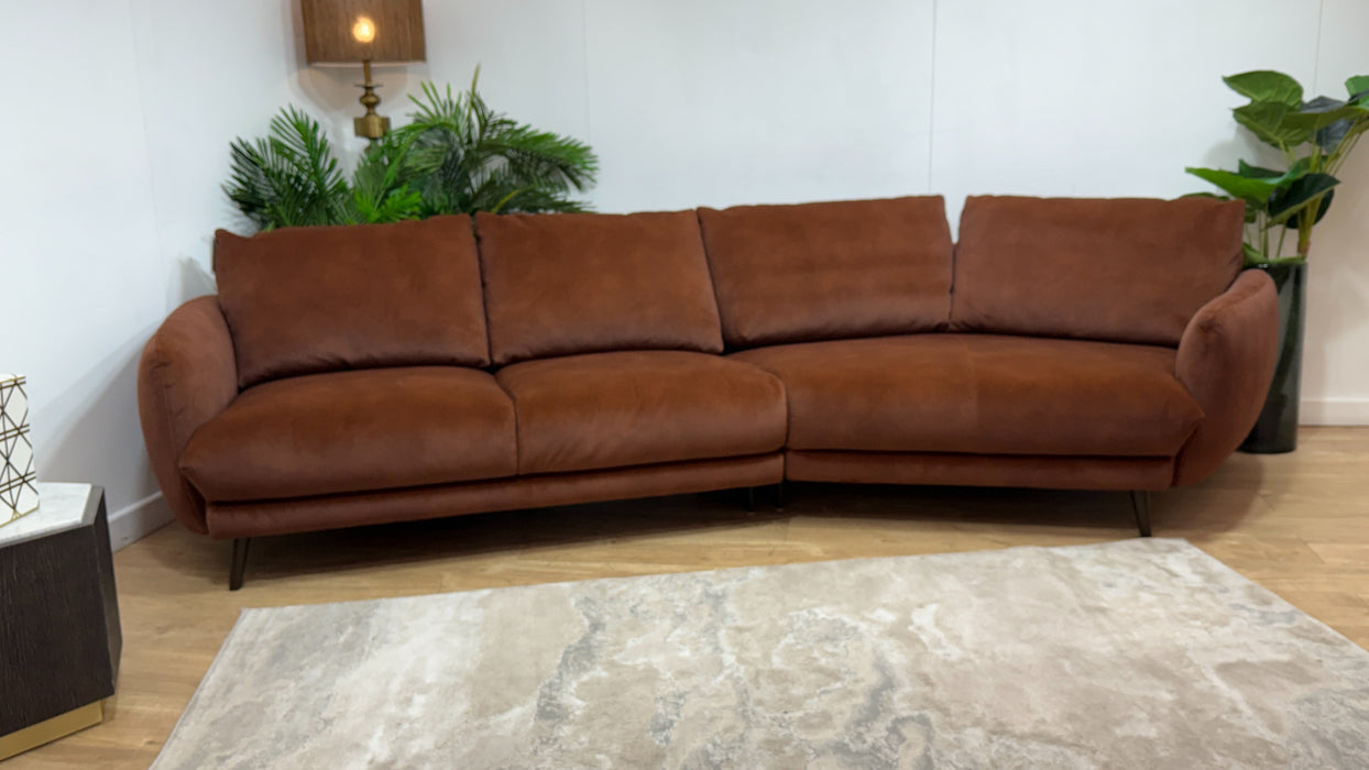 Sofology Adler Fabric 4 Seater Asymmetric in Lifestyle Mottled Rust
