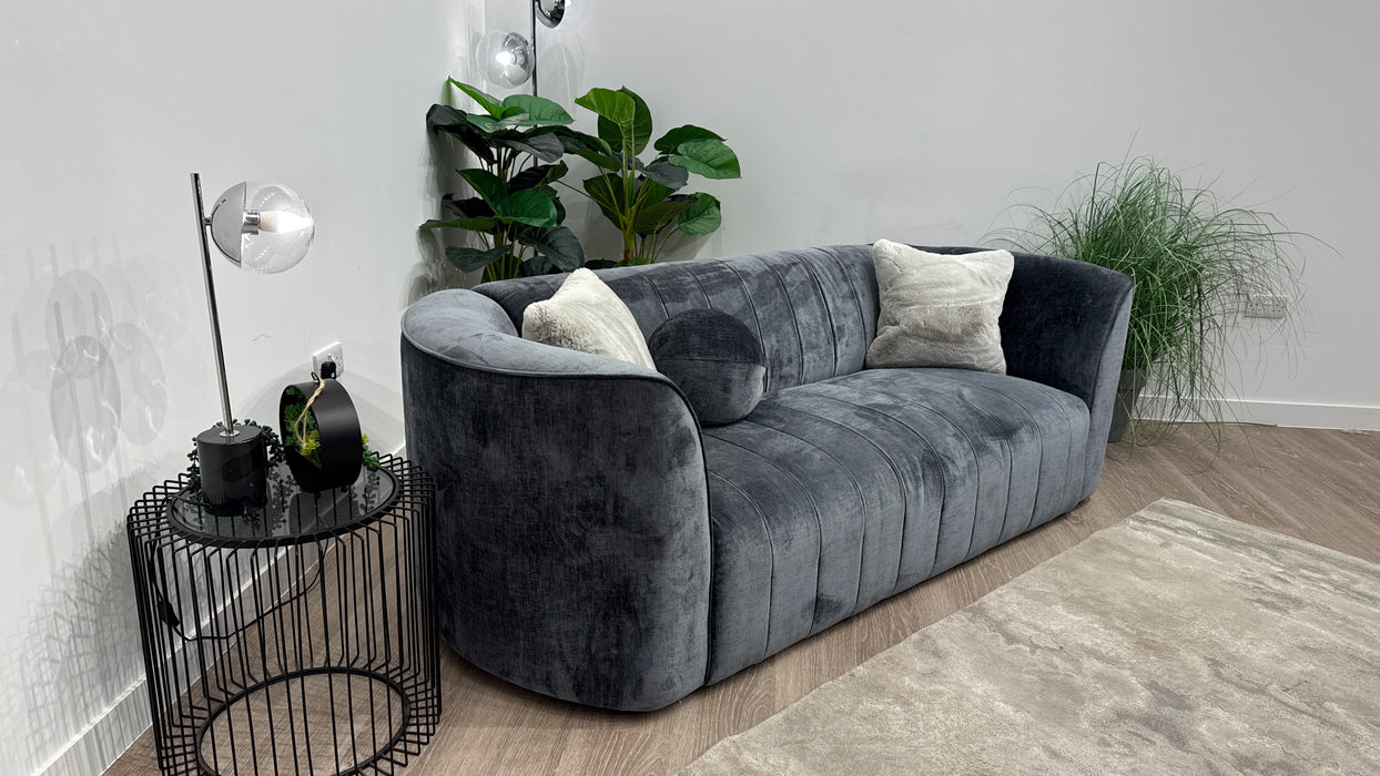 Sofology Fitzrovia Fabric 3 Seater No Trim in Luxury Chenille Charcoal Mix