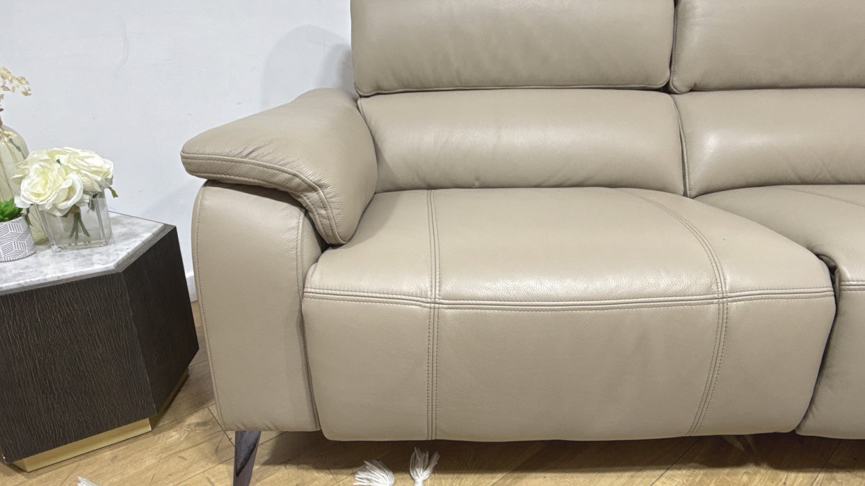 Sofology Bailey Leather 2.5 Seater Power Recliner/Headrest in Trusty Embossed Stone