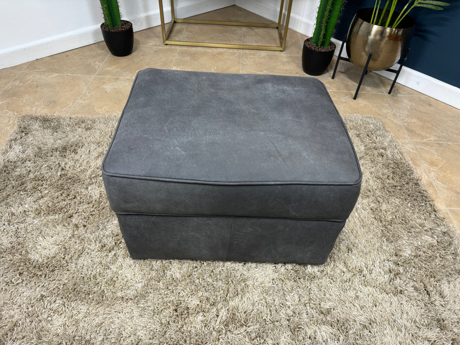Bartello Storage Footstool - Character Leather Charcoal (WA2)