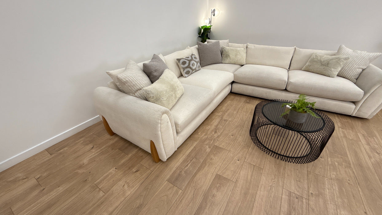 Sofology Marble Arch Fabric 3 Corner 3  in Camden Wood Trim Ecru Mix