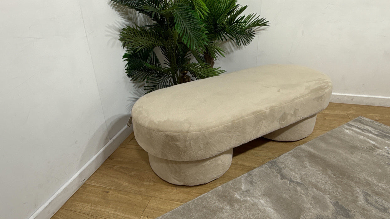 Sofology Chamonix Designer Footstool in Soft Short Pile Faux Fur Natural Mix