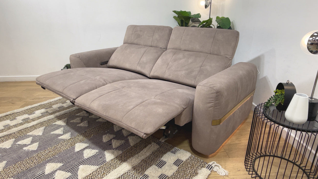 Sofology Lumiere Fabric 2.5 Seater Power Recliner/Headrest in Lifestyle Flecked Nutmeg