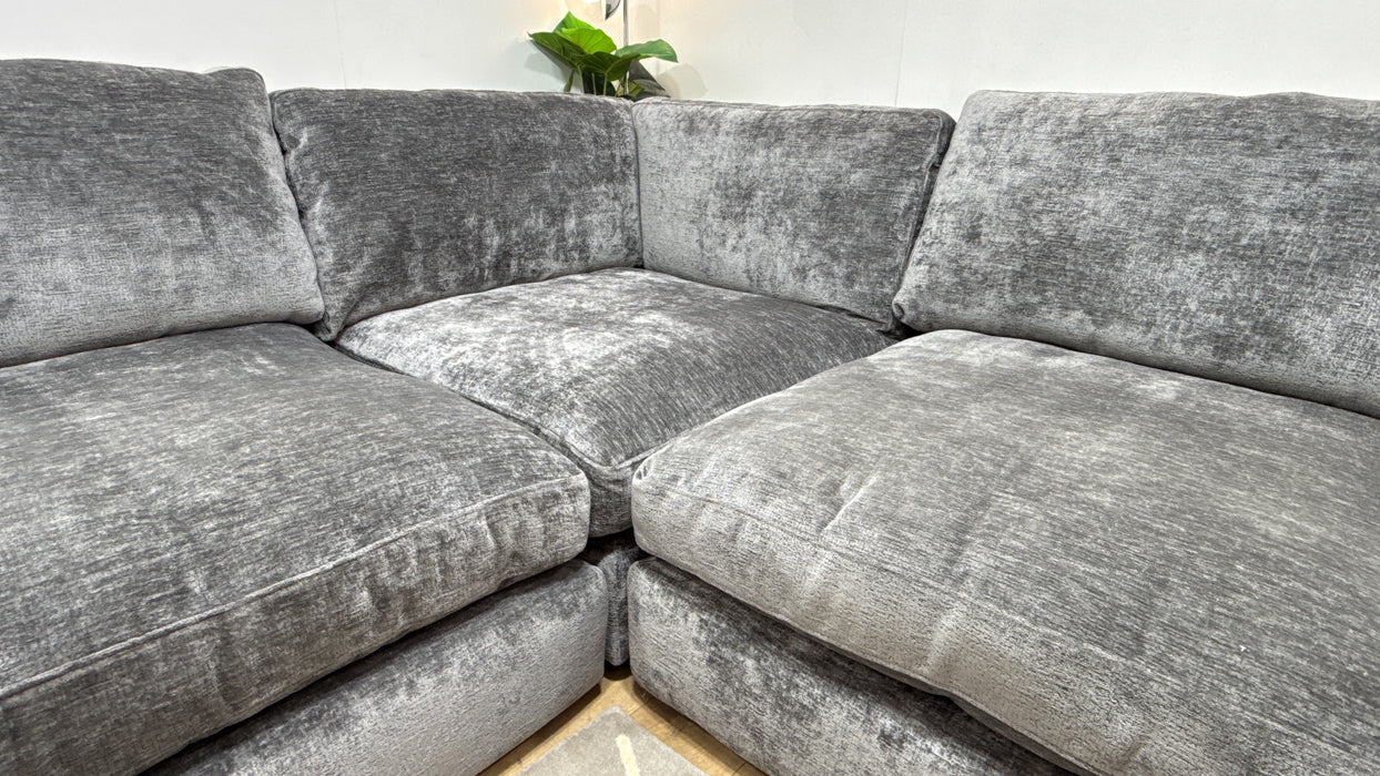 Sofology Bellagio Fabric Chaise 1 Corner 3 Reversible Extra Flex Interior Chunky Luxe Chenille Charcoal Mix