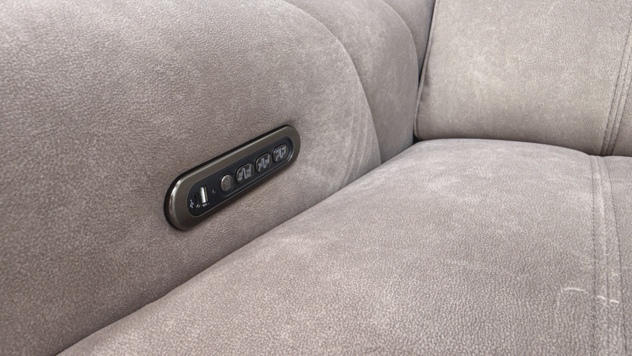 Sofology Allure Fabric 2.5 Seater Screen Console Power Recliner/Headrest Heated Seats Lumbar Support Speakers in Lifestyle Flecked Nutmeg
