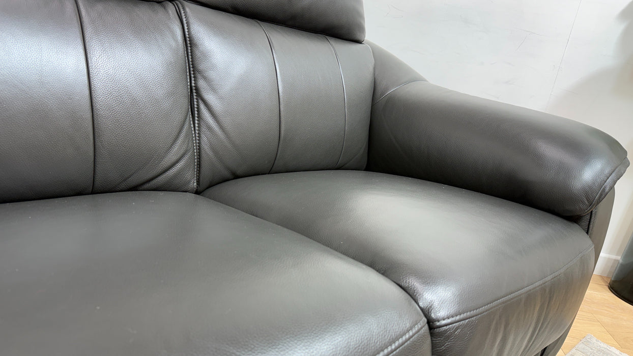 Sofology Carrera Leather 2 Seater in Trusty Embossed Charcoal