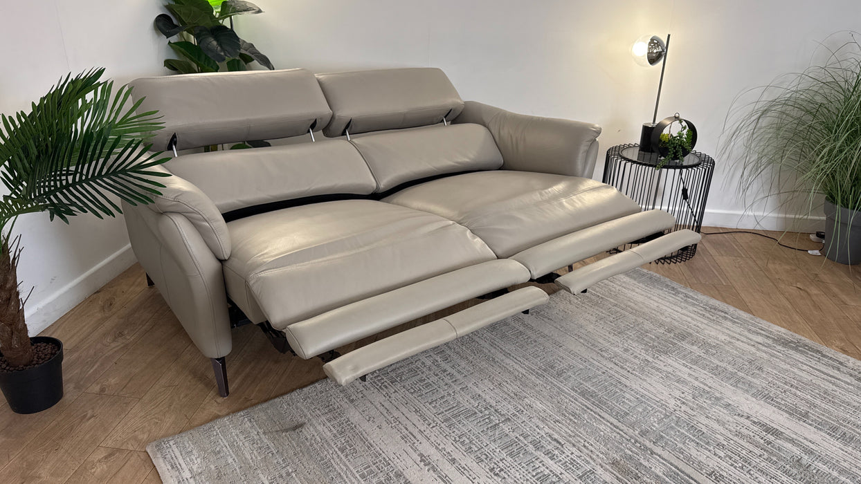 Sofology Missouri Leather 2.5 Power Recliner/Headrest in Trusty Sheen Lead Grey