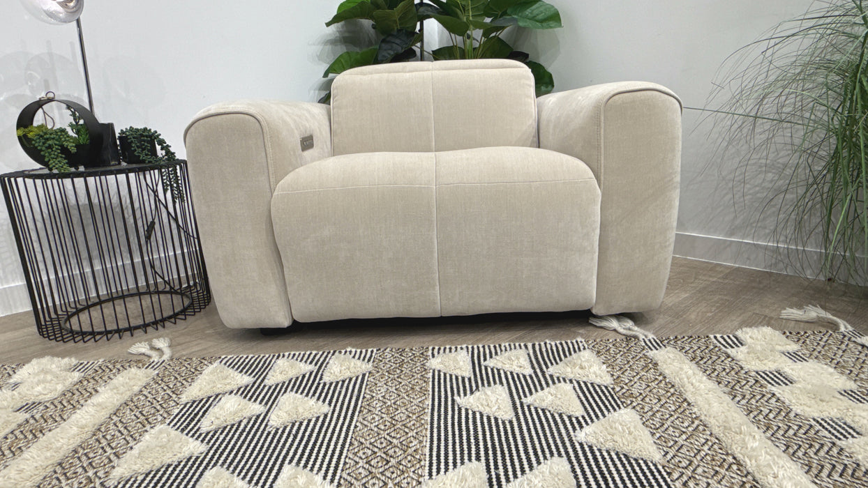 Sofology Riviera Loveseat Power Recliner Fabric Chair in Chenille Cotton