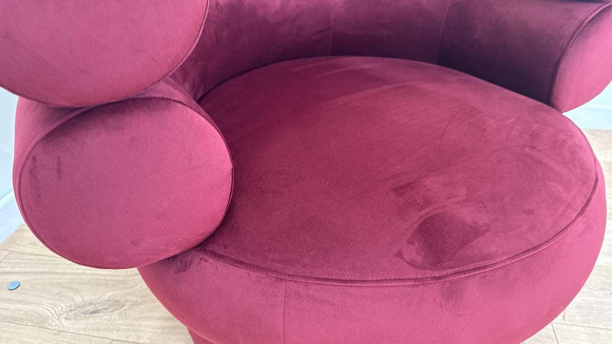 Sofology The Fitzrovia Swivel Chair in Matt Velvet Wine All Over Without Trim