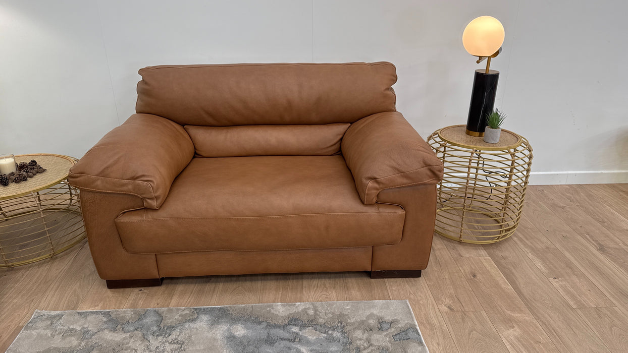 Santino 3 Seater - Loveseat - Footstool - Leather Sofa - Apollo Tan