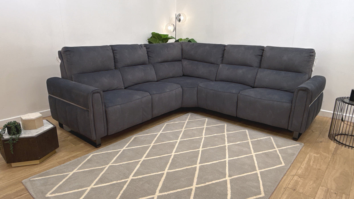 Sofology Ravello Fabric 2 Corner 2 Power Recliner/Headrest in Lifestyle Flecked Charcoal