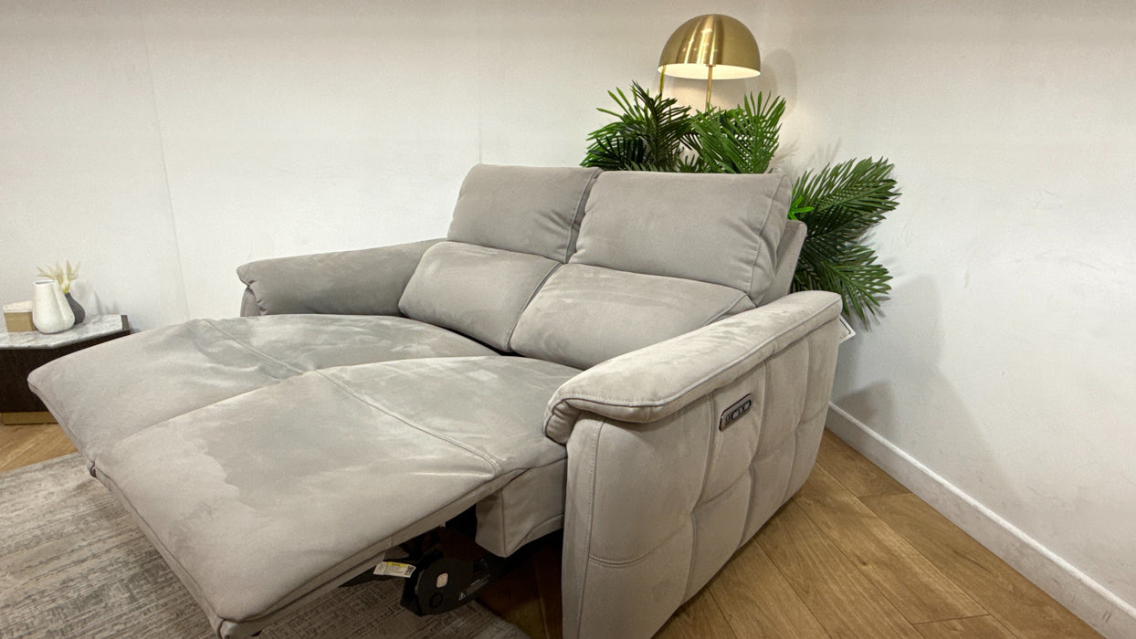 Sofology Ripley Fabric 2 Seater Power Recliner/Headrest in Lifestyle Nubuck Feel Light Grey
