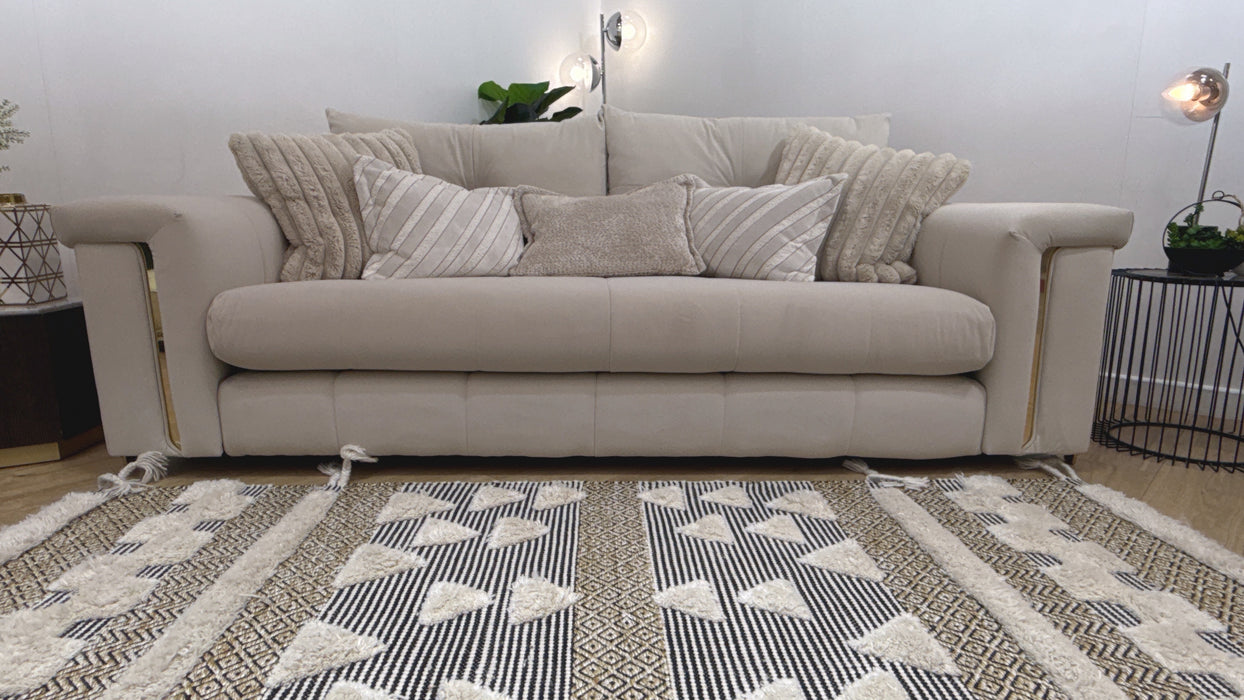 Sofology Oscar Fabric 3 Seater Sofa in Super Matt Velvet Ecru