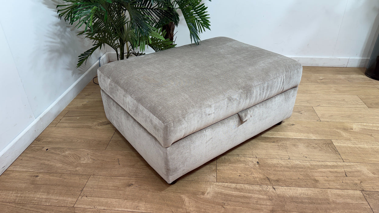 Sofology the Oscar Fabric Storage Footstool in Fine Textured Chenille Stone