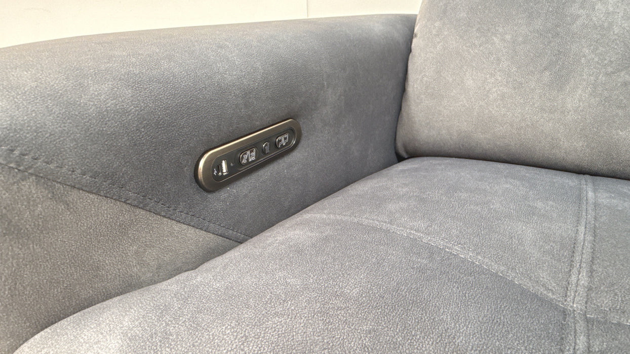 Sofology Marvella Fabric Loveseat Power Recliner/Headrest in Lifestyle Flecked Charcoal