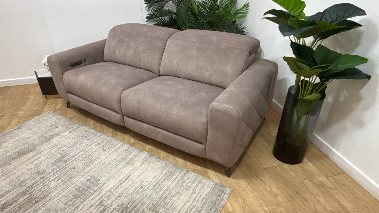 Sofology Allure Fabric 2.5 Seater Power Recliner/Headrest Heated Seats Lumbar Support Speakers in Lifestyle Flecked Nutmeg