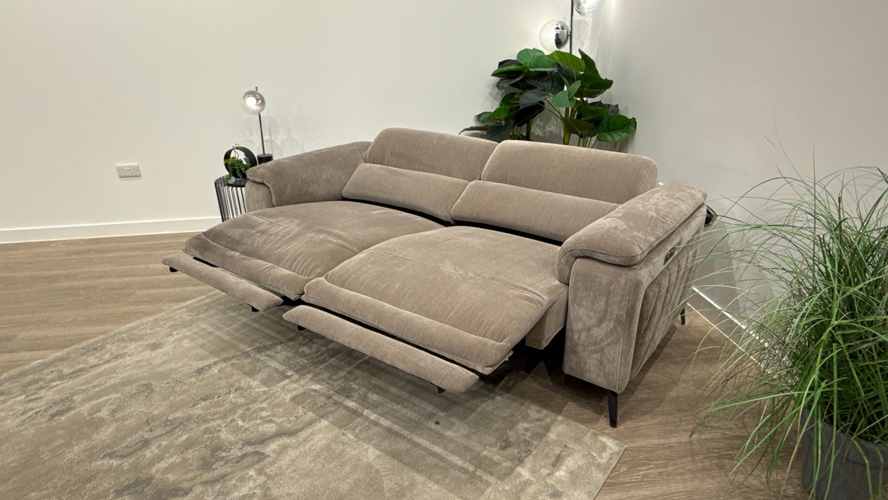 Sofology Fratelli Fabric 2.5 Seater Power Recliner/Headrest in Relaxed Chenille Nutmeg