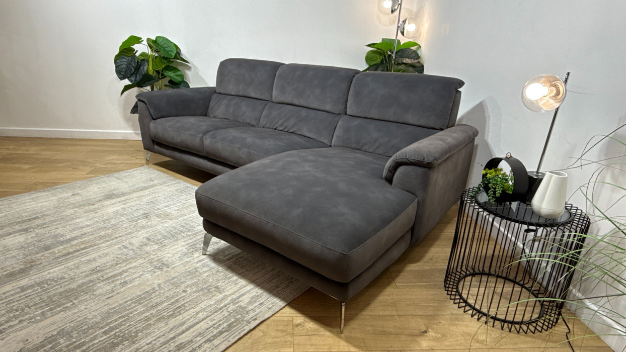 Sofology Illinois Fabric 3 Seater Chaise in Lifestyle Mottled Charcoal