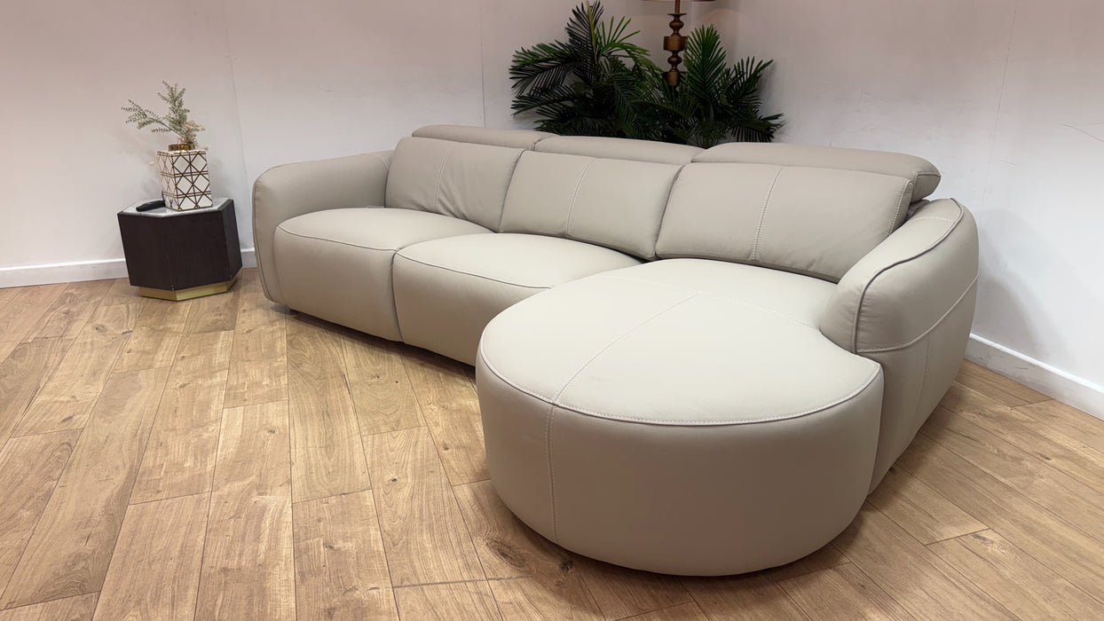 Sofology Serene Leather 3 Seater Chaise Power Recliner in Trusty Matt Stone