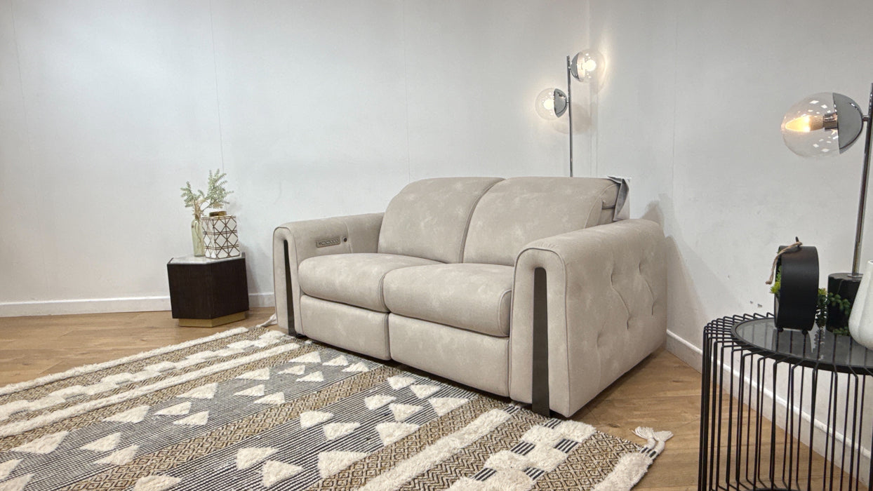 Sofology Kingsbridge Fabric 2 Seater Power Recliner/Headrest Heated Seats in Lifestyle Flecked Ivory