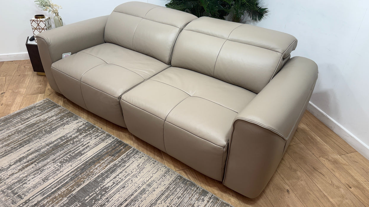 Sofology Riviera Leather 3 Seater Motion Chaise in Trusty Embossed Stone
