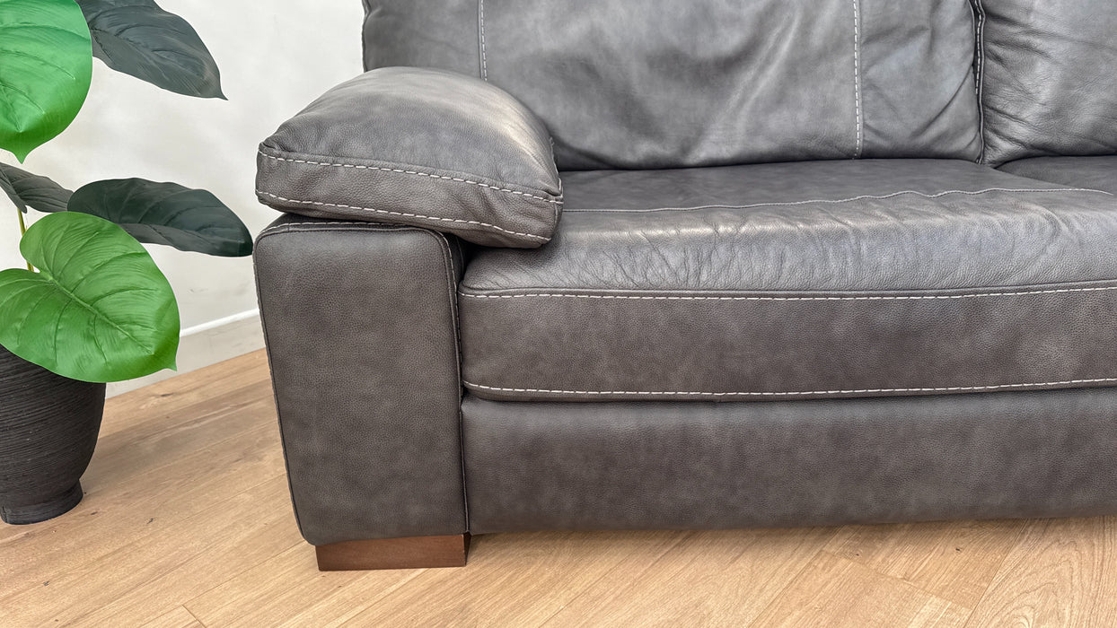 Linara 4 Seater - Leather Sofa - Virginia Slate