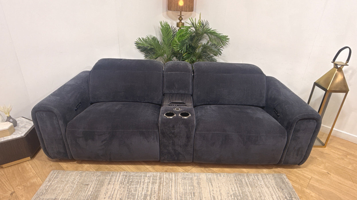 Sofology Premiere Fabric 2.5 Seater Smart Console Power Recliner/Headrest in Relaxed Chenille Ink