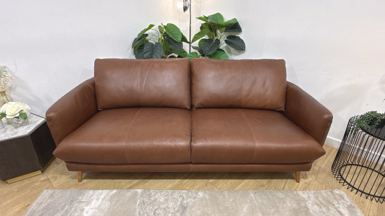Sofology Adler Leather 3 Seater in Relaxed Soft Brown