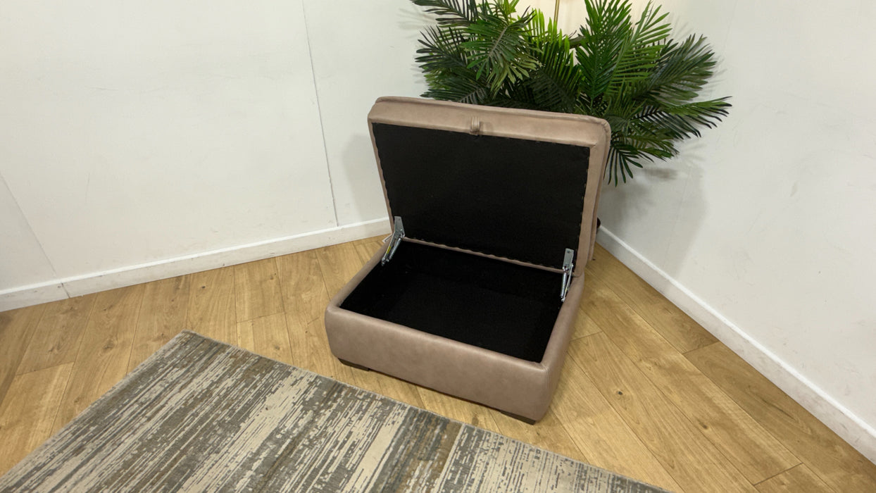 Sofology Embrace Large Storage Footstool in	Relaxed Soft Leather Stone