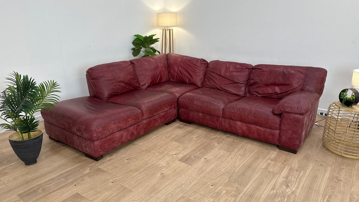 Linara 1 Terminal Corner 2 - Leather Sofa - Texas Bordeaux