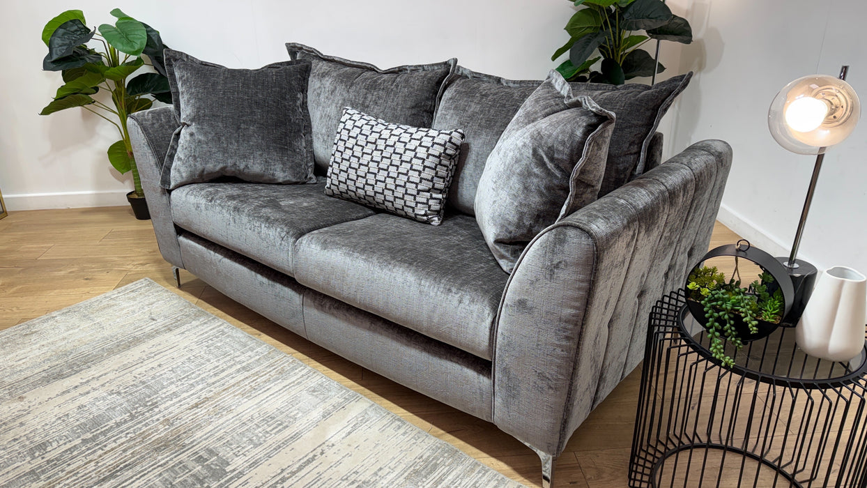 Sofology Luella Fabric 3 Seater in Luxe Chenille Grey Mix
