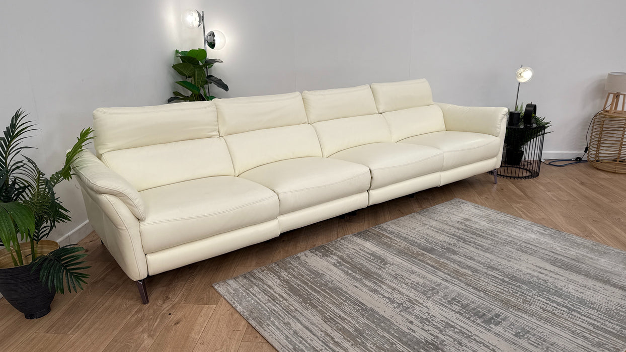 Sofology The Missouri 4 Seater Recliner Sofa in Trusty Sheen Leather White