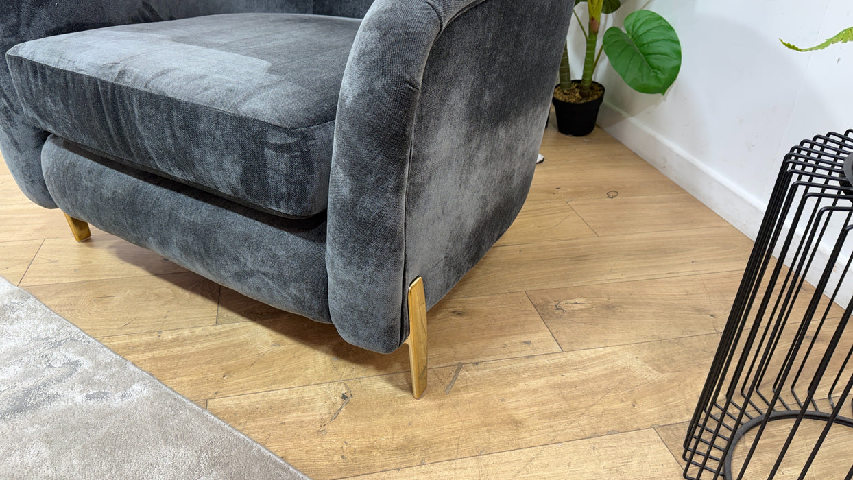 Sofology Oscar Fabric Accent Chair in  Fine Textured Chenille Charcoal Mix