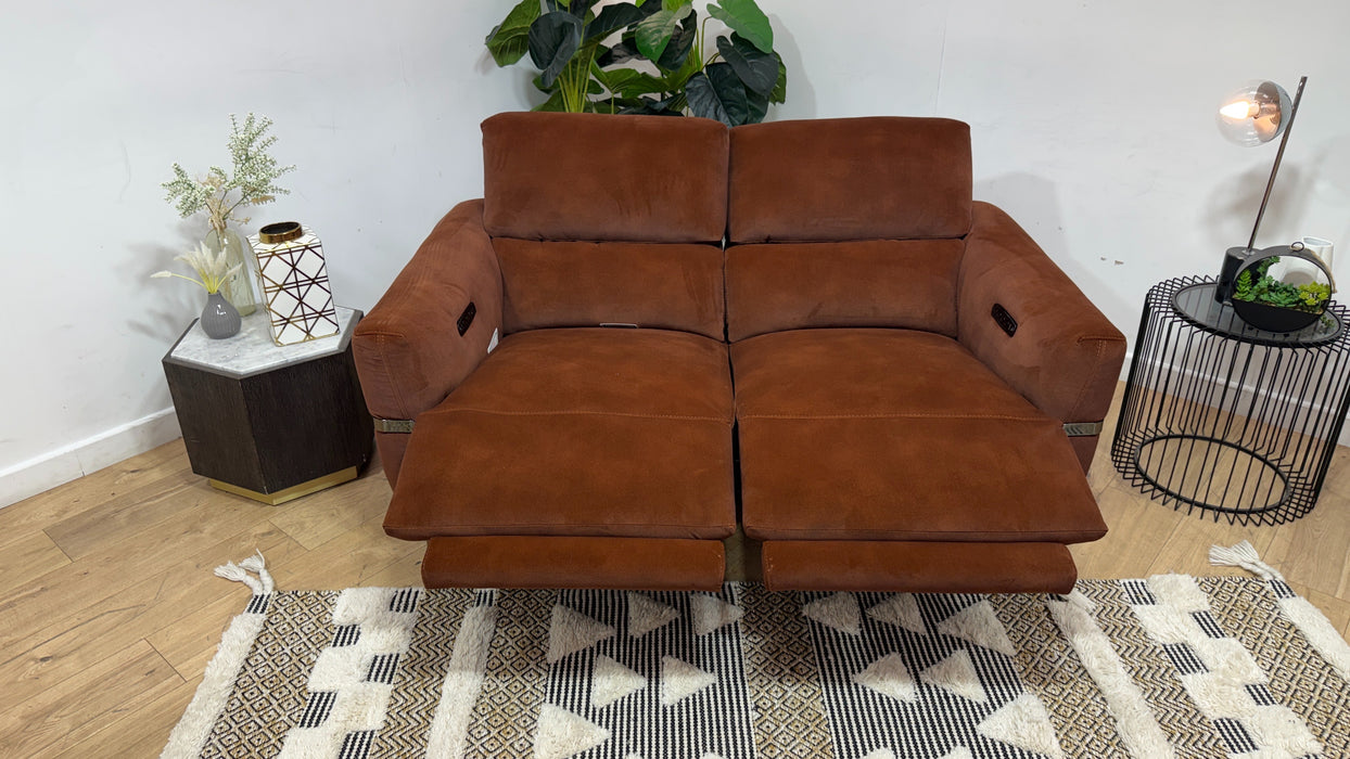 Sofology Arlington Fabric 2 Seater Power Recliner/Headrest Lumbar Support in Lifestyle Mottled Rust