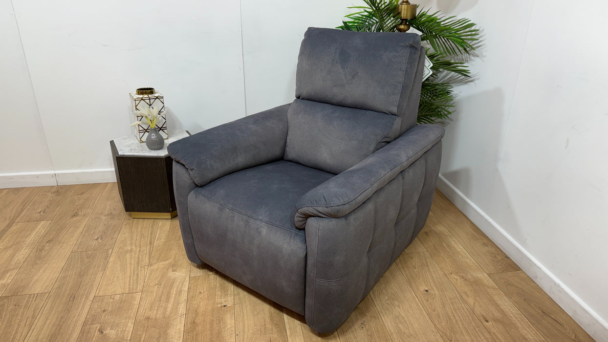 Sofology Ripley Fabric Chair Power Recliner/Headrest Lumbar Support in Lifestyle Flecked Charcoal