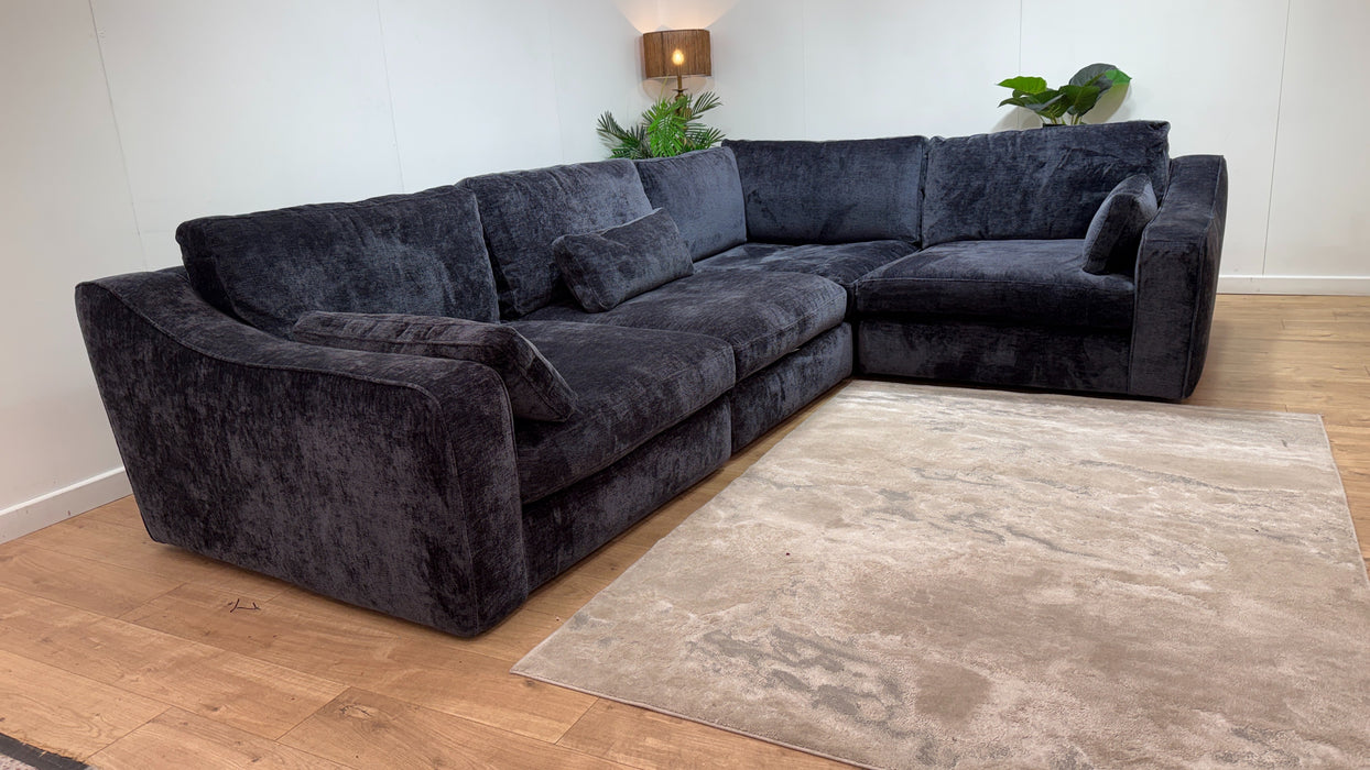 Sofology Bellagio Fabric 1 Corner 3 Reversible Feather Flex Interior in Chunky Luxe Chenille Ink Mix