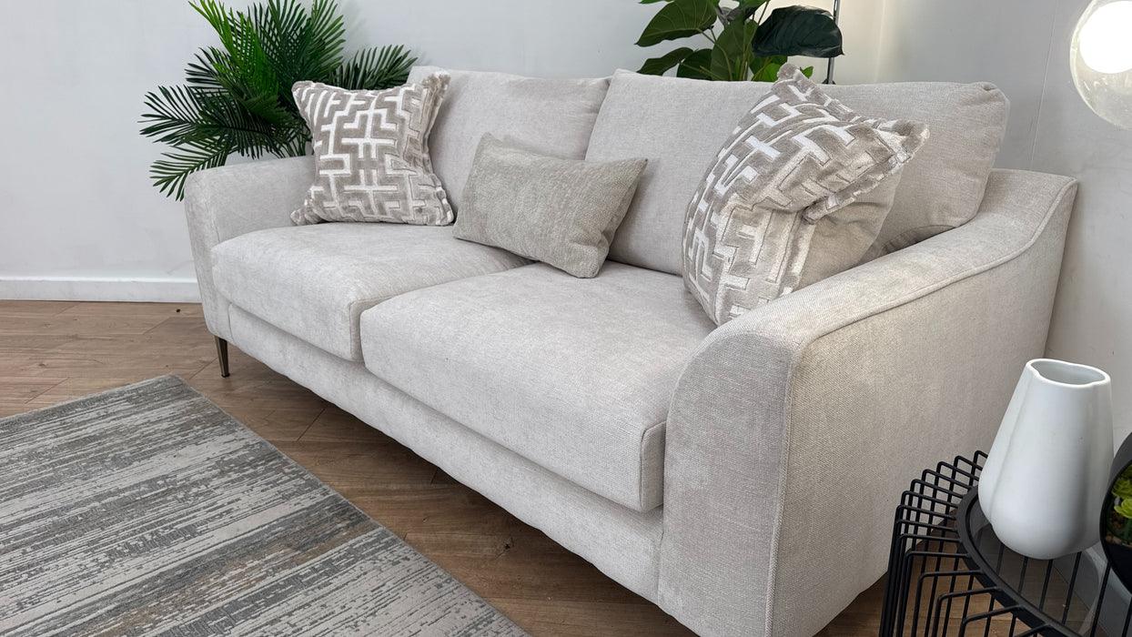 Sofology Mayfair Fabric 3 Seater Foam Seats in Linen Look Chenille Mist/Pearl Mix