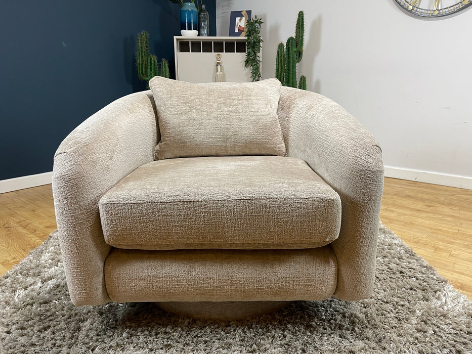 Westwood Swivel Chair Teddy Chenille Natural Fabric All Over (WA2)