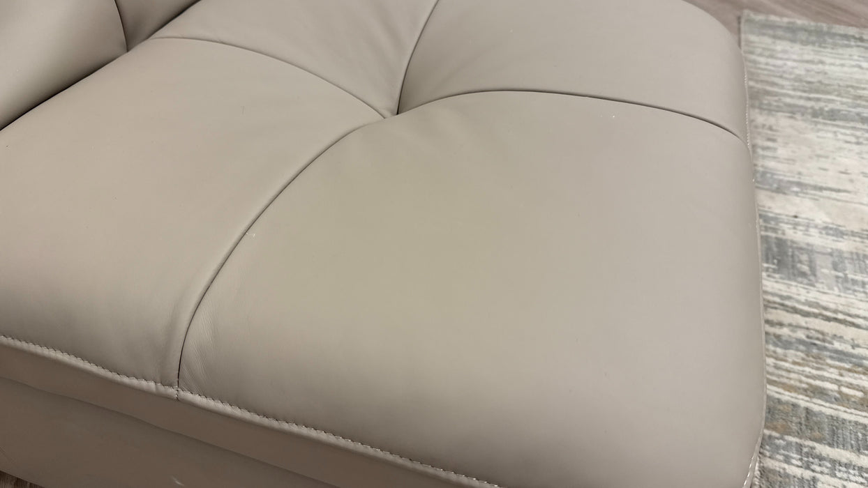 Sofology Riviera Leather Designer Storage Footstool in Trusty Super Matt Putty
