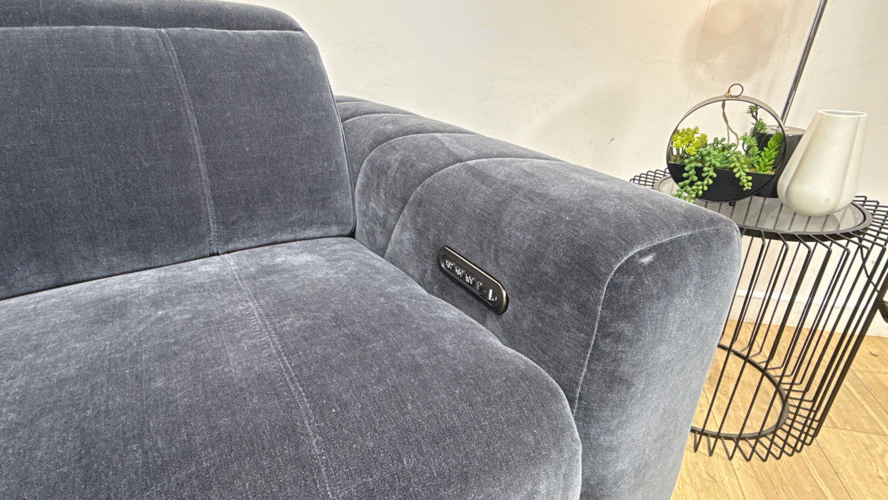 Sofology Allure Fabric 2.5 Seater Power Recliner/Headrest Lumbar Support Speakers in Relaxed Chenille Ink