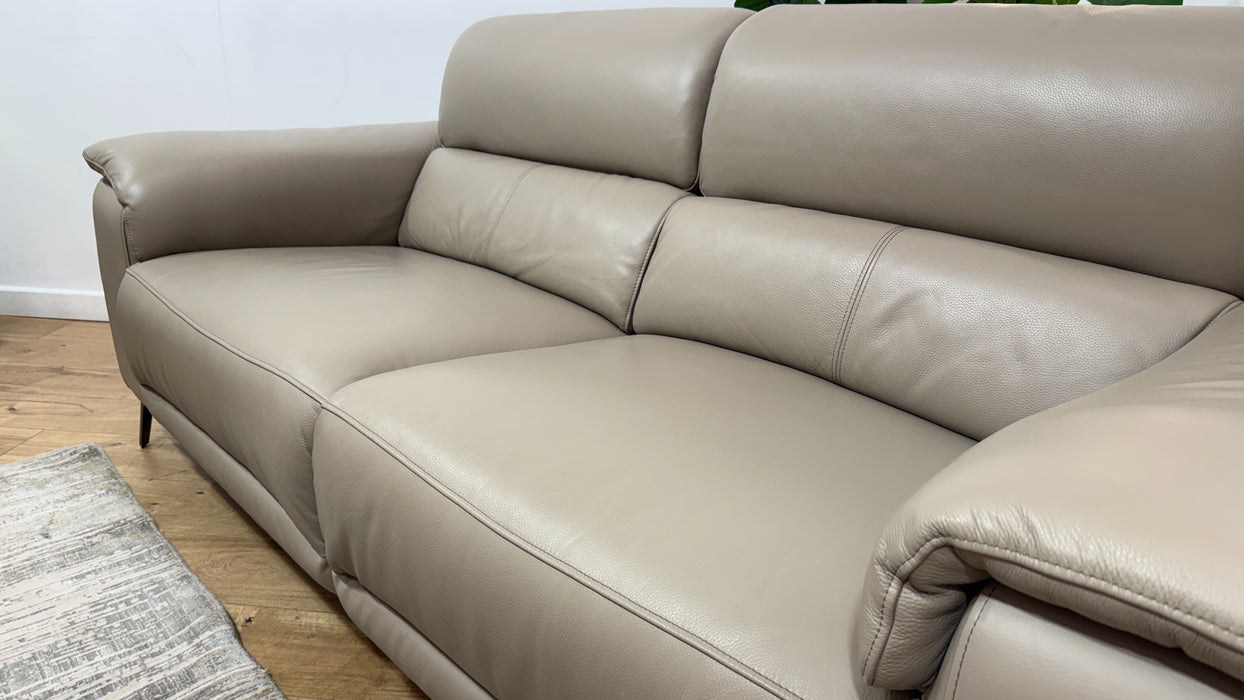Sofology Fratelli Leather 2.5 Seater Power Recliner/Headrest in Trusty Embossed Stone