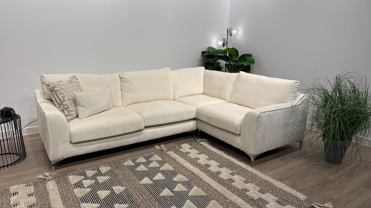 Sofology Mayfair Fabric 3 Corner 1 Foam Seats in Luxury Chenille Milk/Pearl Mix