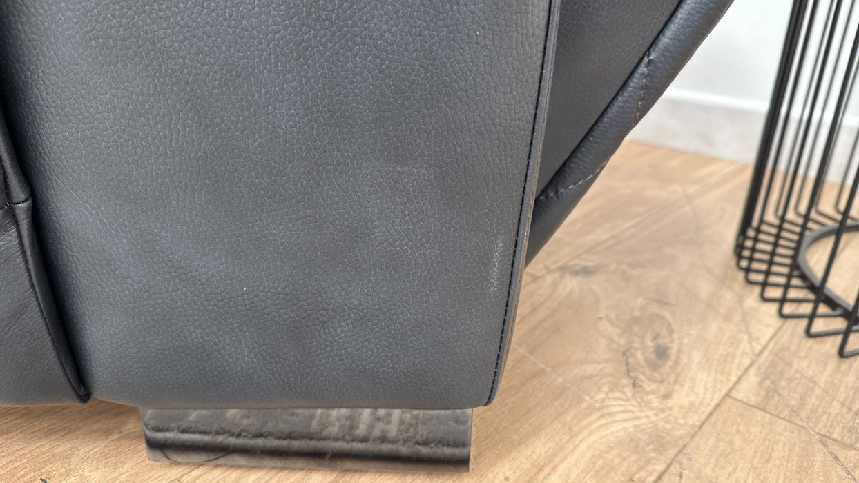 Sofology Benz Leather 2 Seater Power Headrest/Recliner Heated Seat in Trusty Sheen Navy