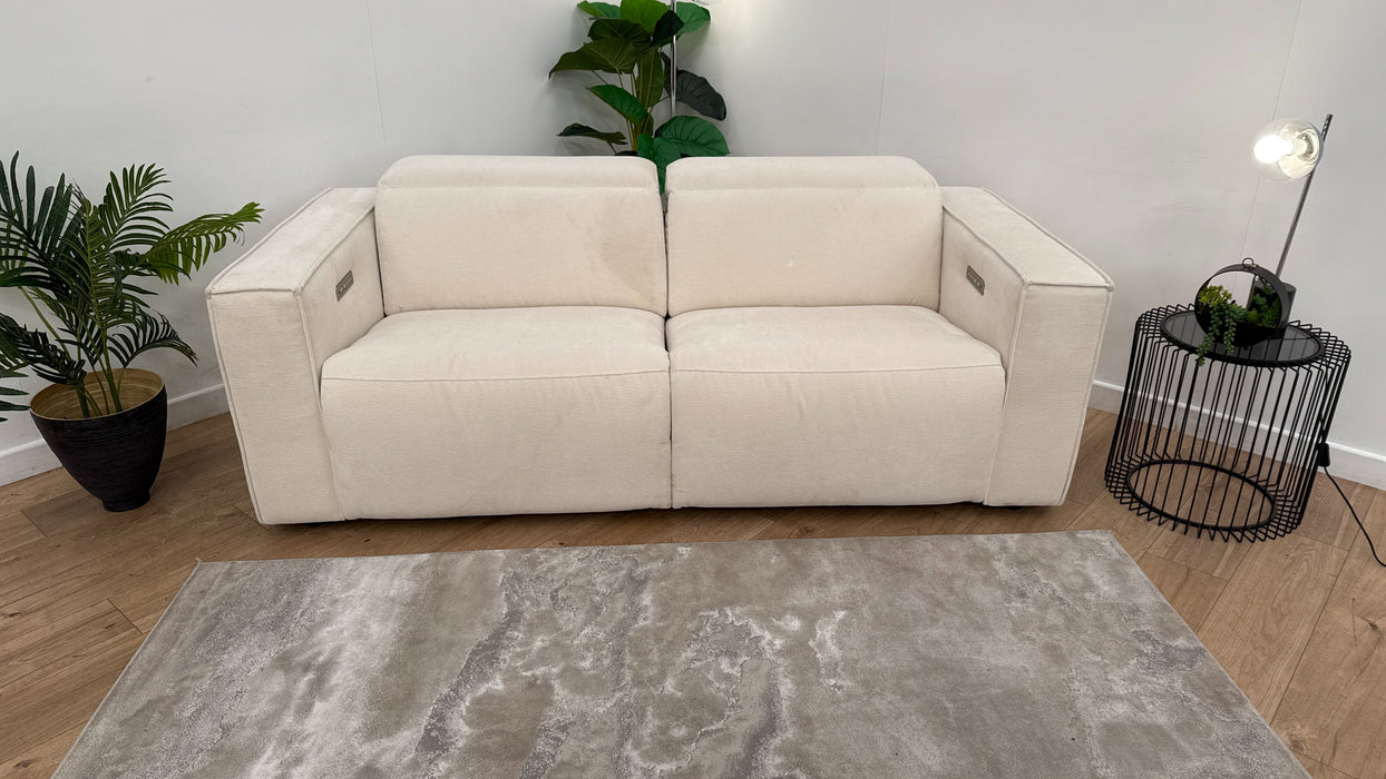 Sofology The Horizon Fabric 2.5 Seater Power Recliner/Headrest in Textured Chenille Oyster