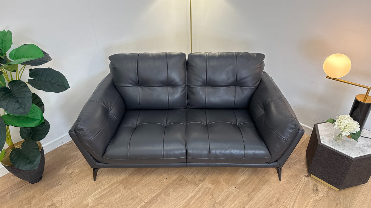 Harlan 2 Seater Leather Sofa - Dark Grey