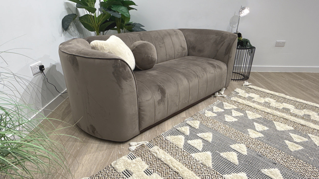 Sofology Fitzrovia Fabric 2 Seater Dark Wood Trim in Matt Velvet Mole Mix