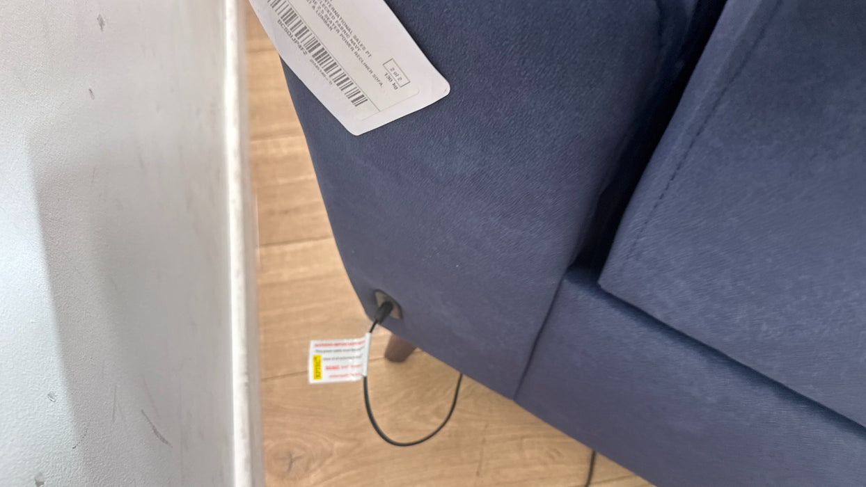Sofology Allure Fabric 2.5 Seater Power Recliner/Headrest Lumbar Support in Lifestyle Flecked Navy